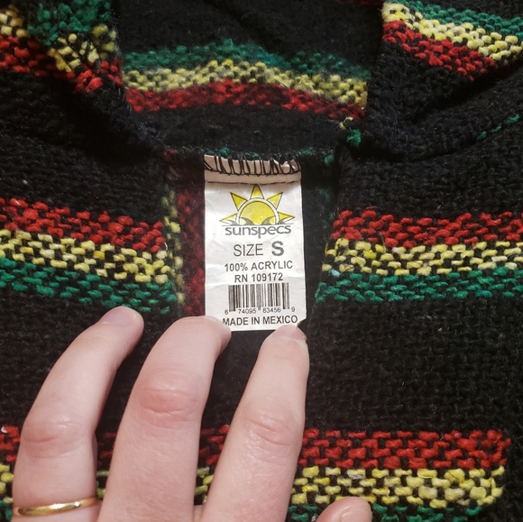 Vintage Mexican Baja Hoodie Jumper Festival Hippie Boho Hoody Sz Small - Picture 2 of 2